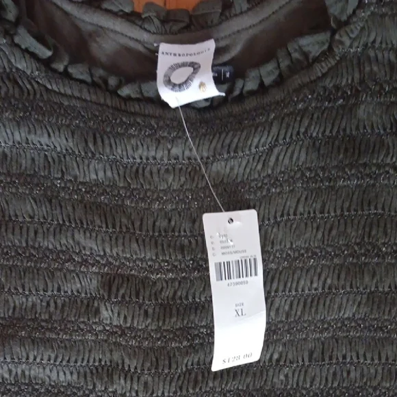 Anthropologie Olive Green Textured Blouse XL NWT - Picture 2 of 3